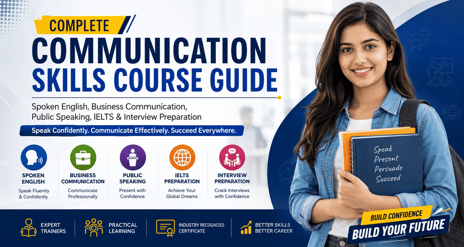Complete Communication Skills Course Guide: Spoken English, Business Communication, Public Speaking, IELTS & Interview Preparation (2026)