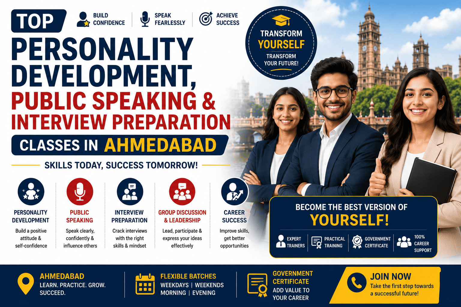 Top Personality Development, Public Speaking & Interview Preparation Classes in Ahmedabad for Career Success