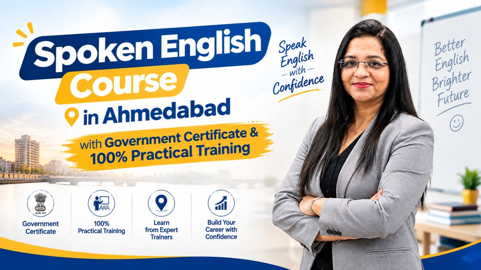 Spoken English Course in Ahmedabad with Government Certificate & 100% Practical Training